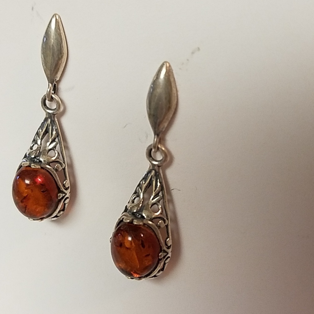 Amber Sterling Earrings